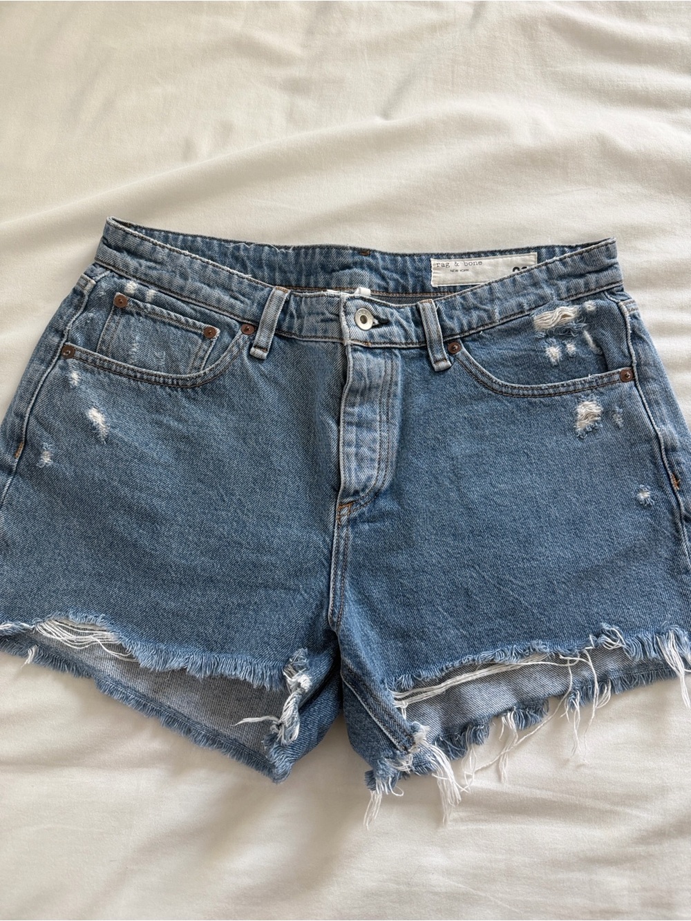 rag & bone Dre Low Rise Denim Distressed Shorts Size 29 Women’s Blue